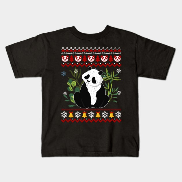 Comfortable Panda Christmas Ugly Kids T-Shirt by maximel19722